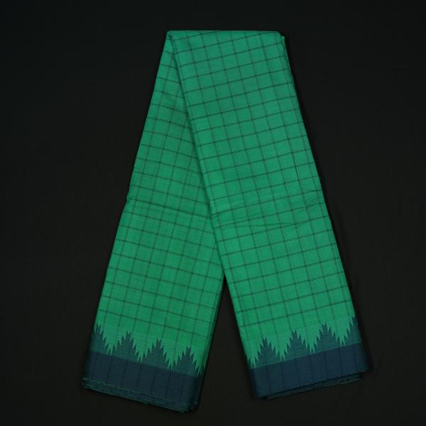 Handwoven Green and Blue Cotton Saree