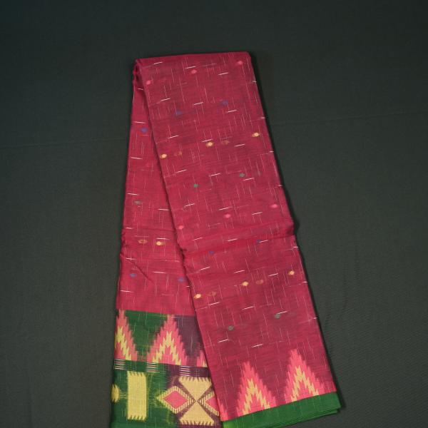 Handwoven Pink Cotton Saree