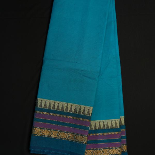 Handwoven Blue Cotton Saree