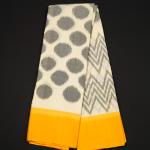 Handwoven Ikat White and Yellow Saree