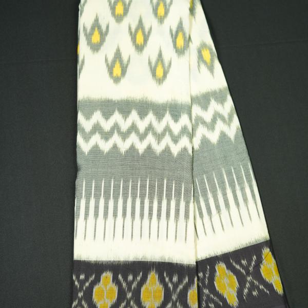 Handwoven Ikat White and Violet Cotton Saree