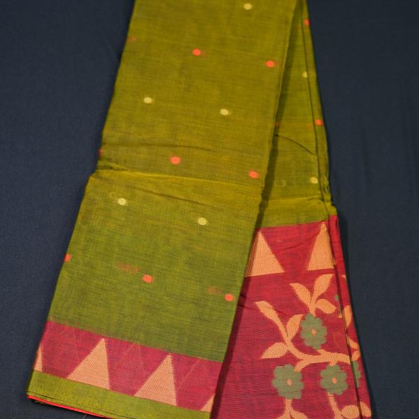 Handwoven Mehendi Green Cotton Saree