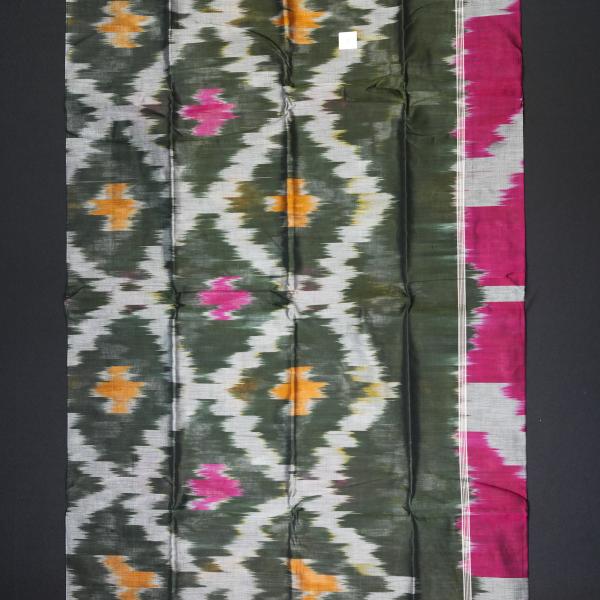 Handwoven Green and Pink Cotton Saree