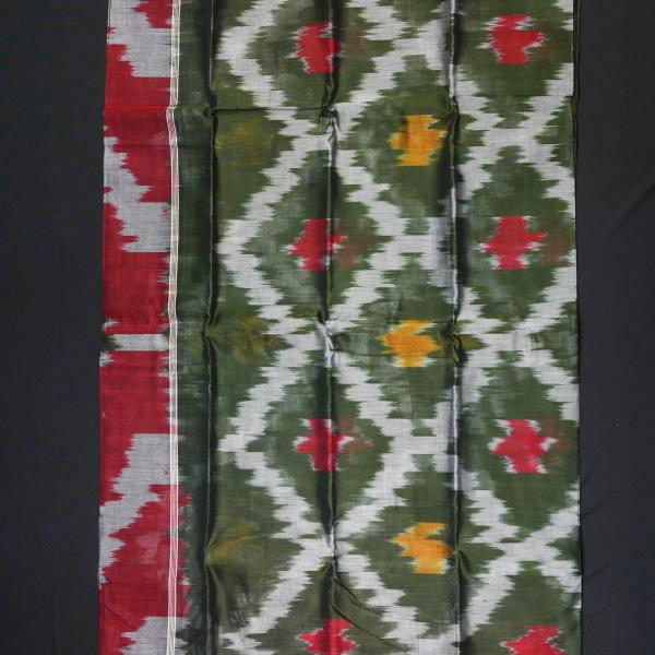 Handwoven Red and Green Cotton Saree