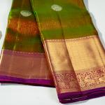 Kanchipuram Silk Mehendi Green Checks Saree