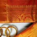 Kanchipuram Silk Orange with Gold Tissue