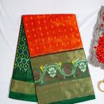 Pochampally Red and Parrot Green Border Saree