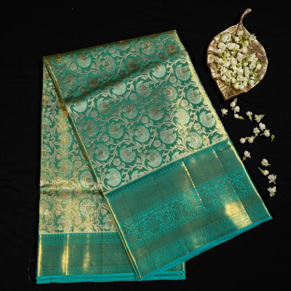 Kanchipuram Silk Sea Green Tissue Saree