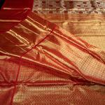 Kanchipuram Silk Gold Tissue Checks and Brocade Saree