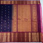 NAVY BLUE SAREE WITH ONION PINK BORDER