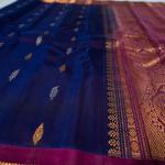 NAVY BLUE SAREE WITH ONION PINK BORDER