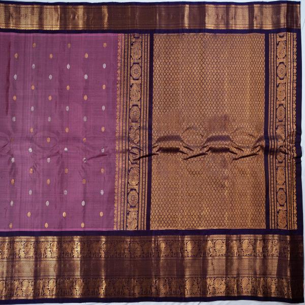 LAVENDER SAREE WITH NAVY BLUE BORDER GADWAL PATTU