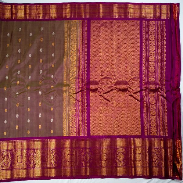 OLIVE GREY WITH PURPLE BORDER GADWAL PATTU