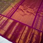 OLIVE GREY WITH PURPLE BORDER GADWAL PATTU