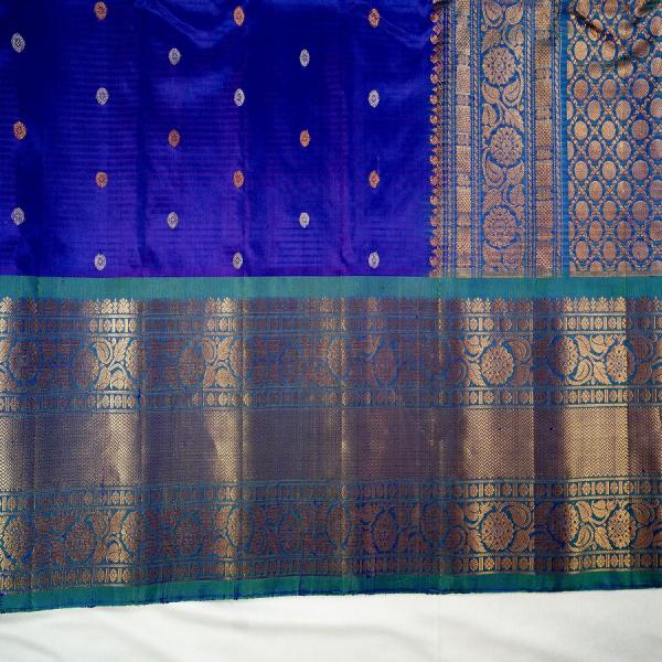 ROYAL BLUE WITH SEA BLUE COMBINATION GADWAL PATTU