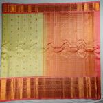 LIGHT LIME YELLOW SAREE WITH PANTONE FIRECRACKER PATTU BORDER
