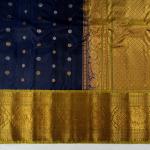 NAVY BLUE SAREE WITH GOLD BORDER GADWAL PATTU