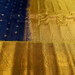 NAVY BLUE SAREE WITH GOLD BORDER GADWAL PATTU