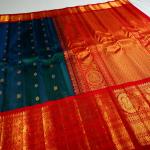 TEAL GREEN WITH RED KUTTU  BORDER