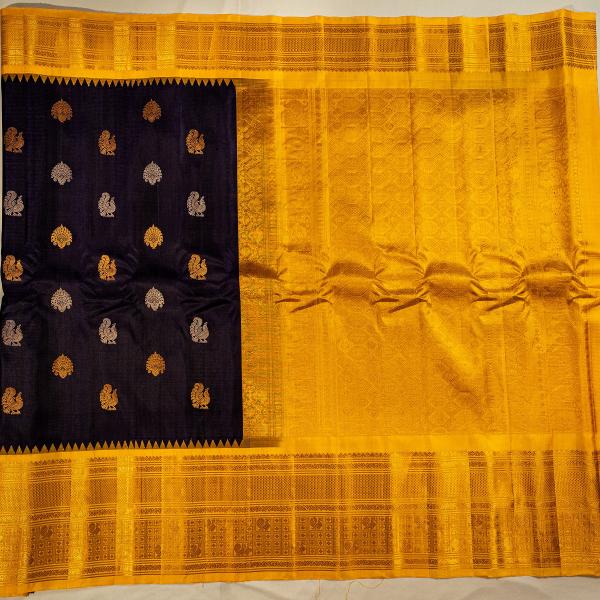 DARK WINE COLOR SAREE WITH GOLDEN YELLOW BORDER