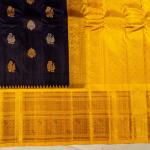 DARK WINE COLOR SAREE WITH GOLDEN YELLOW BORDER