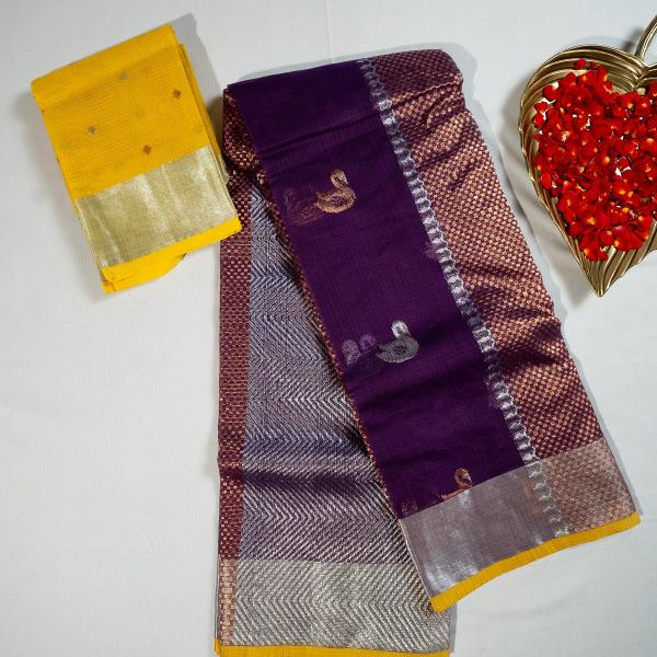 Zari Kota Dark Purple with Yellow