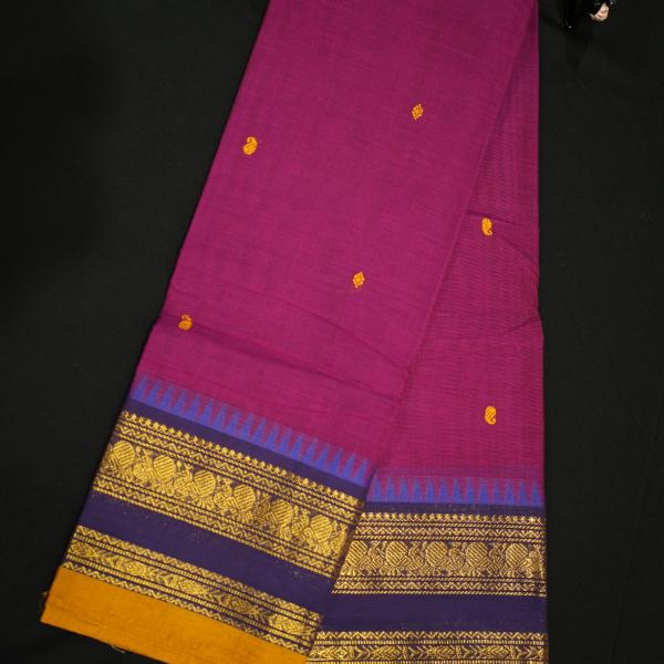 Purple Kanchi Handloom Cotton Saree