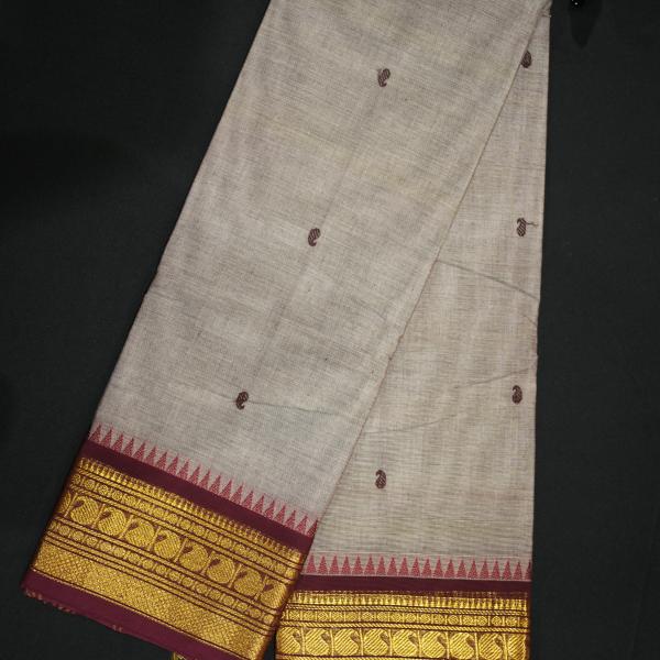 Beige Kanchi Handloom Cotton Saree