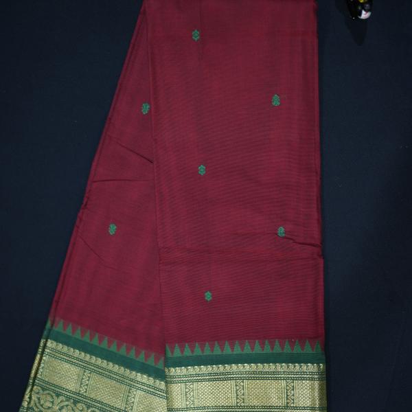 Maroon Red Kanchi Handloom Cotton Saree