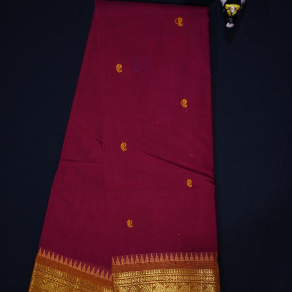 Maroon Red Kanchi Handloom Cotton Saree