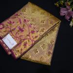 Kanchipuram Silk Gold Tissue Brocade Saree with Meenakari Border