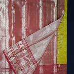 Kanchipattu silk yellow brocade saree with red border