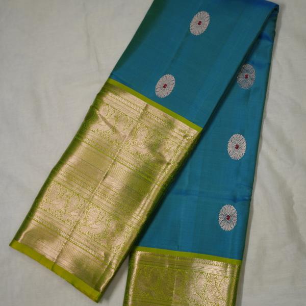 Kanchi Soft Silk Sea Blue Saree
