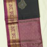 Kanchi Soft Silk Black Saree With Motifs