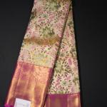 Kanchipuram Green and Pink Jaal Saree