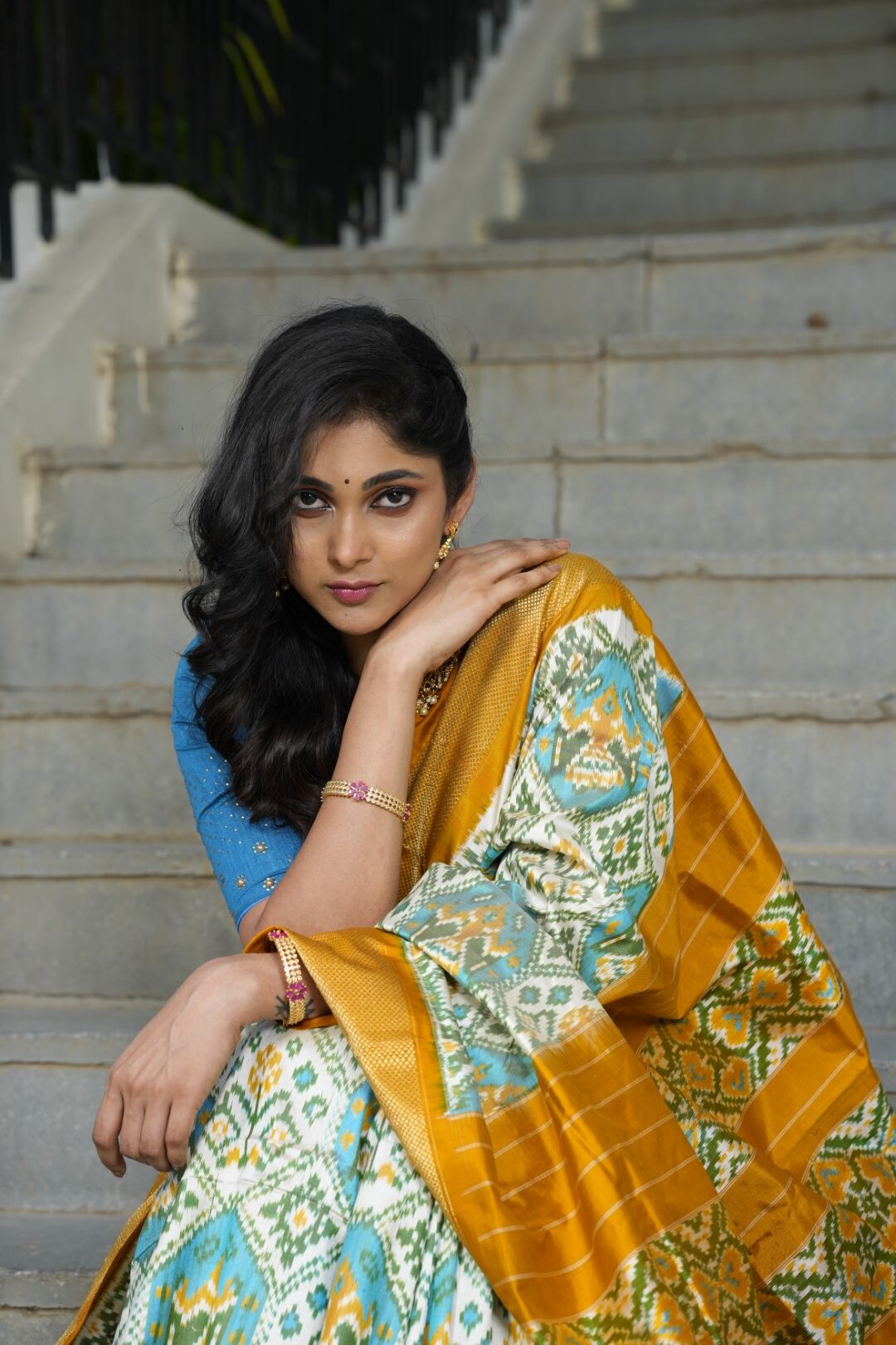 Close-up of a Rajivi Daggumalla saree with intricate woven details